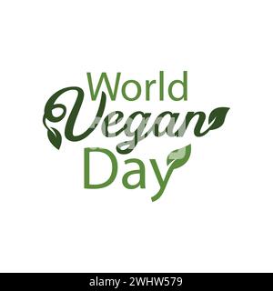 World Vegan day vector typography template design. Vegan day poster, banner, greeting card with vegetable. Stock Vector
