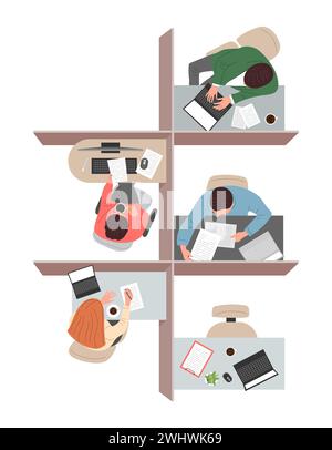 Workplace different office zones for open space work Stock Vector