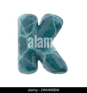 Cracked ice letter K - Capital 3d frozen font - suitable for Nature, winter or Christmas related subjects Stock Photo