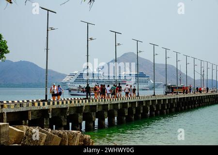 Dock to Komodo Indonesia National Park Island Dragons Stock Photo