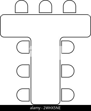 Conference table and chairs icons top view. Business office or cabinet ...