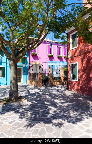 Burano the city of colorful houses in the Venetian Lagoon of Italy Stock Photo