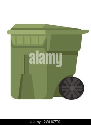 Street plastic trash can with wheels classic design vector illustration isolated on white background Stock Vector