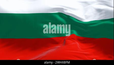 Close-up of Bulgaria national flag waving in the wind Stock Photo