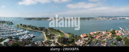 Coronado island an San Diego Bay, California, USA - aerial view Stock Photo