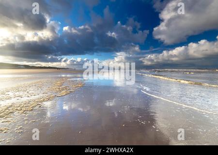 View on North sea beach with blue sky Stock Photo