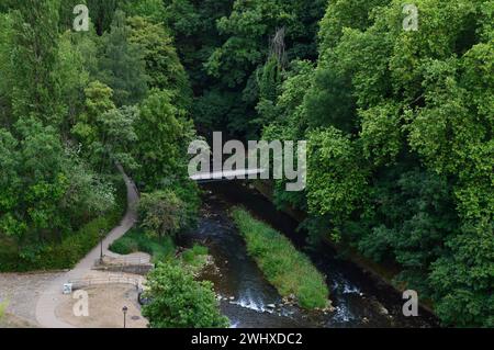 Park in the Neighborhood Grund in the Capital of Luxemburg Stock Photo