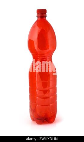 Red Plastic bottle isolated on white Stock Photo