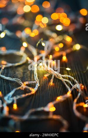 Colorful christmas lights background Stock Photo