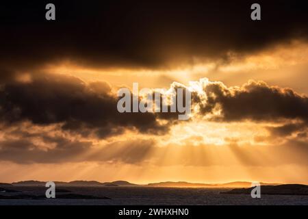 Dramatic sunset over North sea Stock Photo