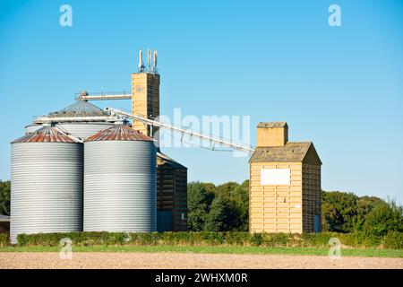 Farm grain silos for agriculture Stock Photo