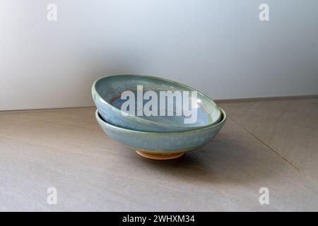 Two bowls on a grey table. High quality photo Stock Photo