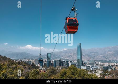 Teleférico Santiago by Turistik, Cerro San Cristobal Cable Car, Santiago de Chile, 2024 Stock Photo