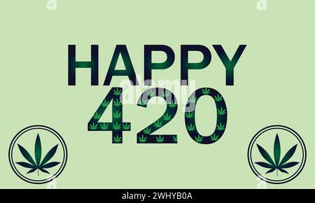 Happy 420 stylish Text illustration Design Stock Vector