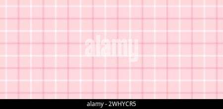 Seamless pink and white windowpane pattern. Checkered plaid repeating background. Tattersall tartan texture print for textile and fabric swatch. Repeated neutral check wallpaper. Vector backdrop Stock Vector