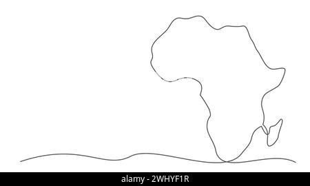 Africa One line drawing isolated on white background Stock Vector