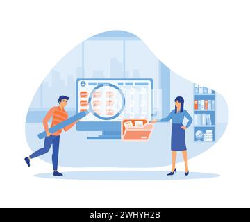 Storage concept. Cloud computing concept, data center, file management. flat vector modern illustration Stock Vector
