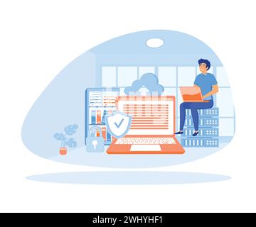 Hackers stealing personal data. flat vector modern illustration Stock Vector