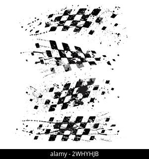 Different grunge wave ink flags Stock Vector