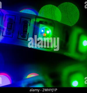 Macro, Photo, Multicolored, LED, Light, Diodes, Industrial, Production, Manufacturing, Technology, Electronics, Close-up, Components Stock Photo