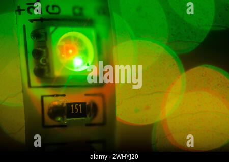 Macro, Photo, Multicolored, LED, Light, Diodes, Industrial, Production, Manufacturing, Technology, Electronics, Close-up, Components Stock Photo