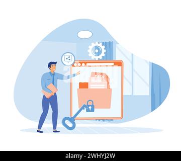 Characters using Security Services to Protect Personal Data. flat vector modern illustration Stock Vector