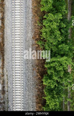 Aerial view of train track layout Stock Photo