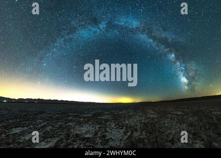 Milky Way, Rising, Soda Lake, Central California, Night sky, Astrophotography, Celestial beauty, Galactic core, Nighttime landscape, Starry sky Stock Photo