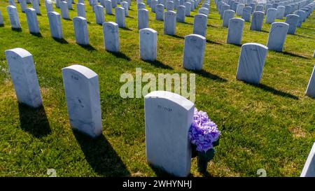 Aerial View Of A Military Cemetery With Rows Of Military Head Stones Stock Photo