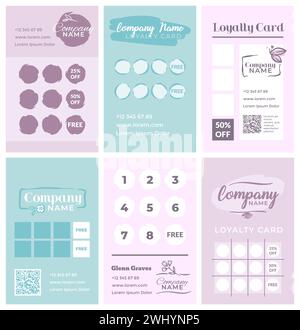 Loyalty card design set for beauty procedures Stock Vector