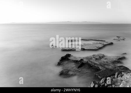 Long Exposure, Water, Campus Point, UCSB, Dreamlike, Photography, Coastal, Ocean, Motion Blur, Seascapes, Waves, Dreamy Stock Photo