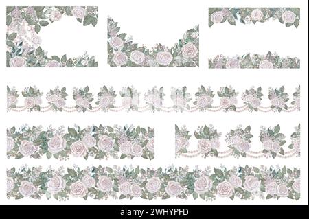 Watercolor Seamless Hand Illustrated Floral Pattern with Floral Leaf and  Pink Flowers. Watercolor Boho Spring Wallpaper Stock Illustration -  Illustration of watercolor, design: 136459348