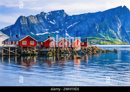 Holiday cottages by the sea in Reine at Lofoten islands in Norway Stock Photo