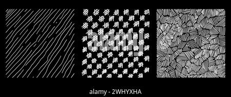Graphic vector freehand textures set with different hand drawn patterns Stock Vector