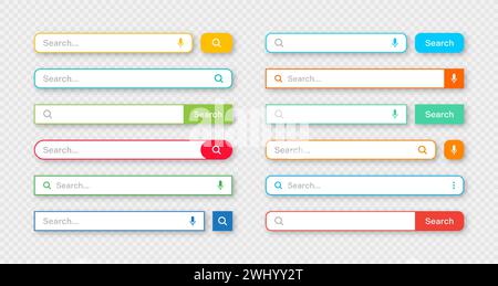 Colorful search bar templates. Internet browser engine with search box ...