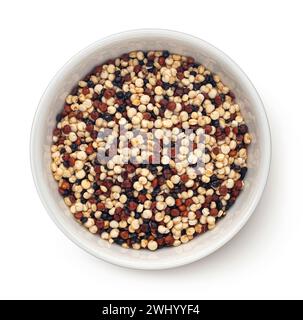 Raw quinoa seeds mix isolated on white background, top view Stock Photo