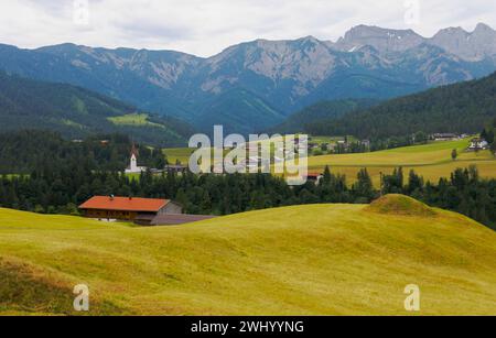 Village Steinberg on Rofan mountain, Tyrol, Austria, June Stock Photo