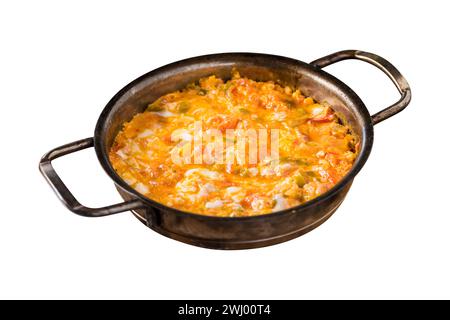 Traditional turkish breakfast food menemen made by eggs and tomatoes Stock Photo