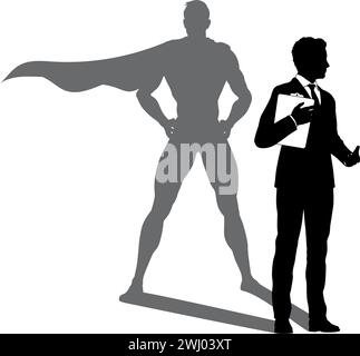 Superhero Business Man With Super Hero Shadow Stock Vector
