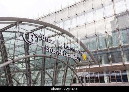 The entrance to Brussels-Luxembourg Train Station Stock Photo