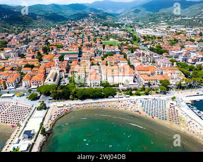 Aerial view of the village of Diano Marina on the Italian Riviera in the province of Imperia Stock Photo