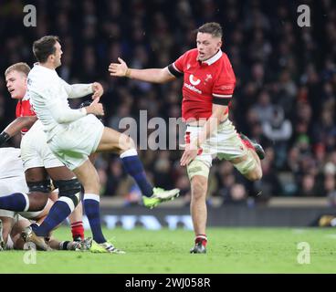 Alex Mann of Wales during the 2024 Guinness 6 Nations match England vs ...