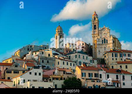 View of the village of Cervo on the Italian Riviera in the province of Imperia Stock Photo