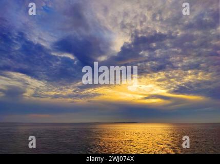Sunset over the North Sea with interesting cloud formation, North Sea, Germany, Europe Stock Photo