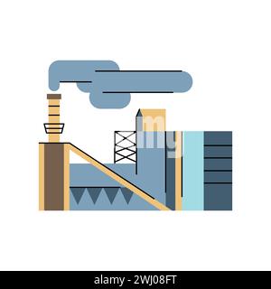 Biomass plant color line icon. Renewable energy sources. Vector isolated element. Editable stroke. Stock Vector