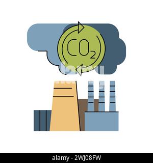 Co2 capture color line icon. Alternative energy source. Vector isolated element. Editable stroke. Stock Vector