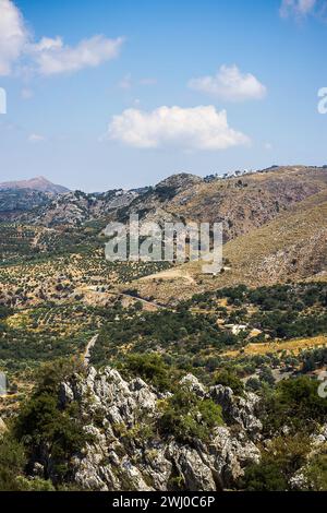 Mediterranean mountain landscape in Crete Stock Photo