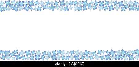 Seamless Blue Hydrangea Floral Frame Vector Illustration Isolated On A White Background. Horizontally Repeatable. Stock Vector