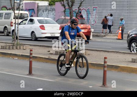 Ein Radweg in der Hauptstadt Lima Peru,09.02.2024 *** A cycle path in the capital Lima Peru ,09 02 2024 Stock Photo