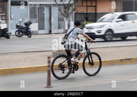 Ein Radweg in der Hauptstadt Lima Peru,09.02.2024 *** A cycle path in the capital Lima Peru ,09 02 2024 Stock Photo